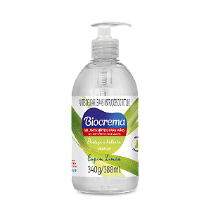 Gel Antisséptico para Mãos Biocrema Capim Limão 340g