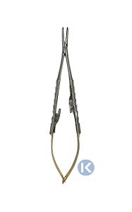 Porta Agulha Castroviejo 14Cm Curva C/ Videa - 6B