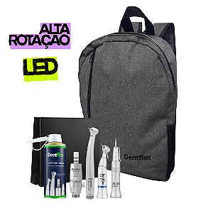 Kit Acadêmico Odontológico 4 Peças Dentflex – Alta Rotação Prime Air LED + Micromotor + Contra Ângulo + Peça Reta – Refrigeração Externa