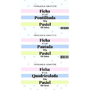 Kit Ficha Pastel 4x6 c/100 folhas 3pct