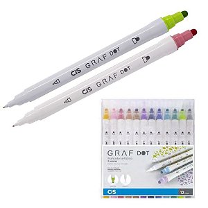 Marcador Cis Graf DOT Estojo com 12 cores