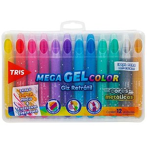 GIZ RETRATIL MEGA GEL COLOR METALICO 12 CORES TRIS