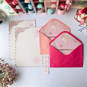 Kit Papeis de Carta com Envelopes La Palomita Viagem