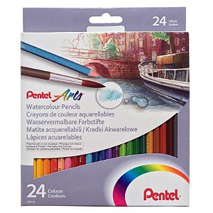 Lápis de cor Aquarelável 24 cores Pentel