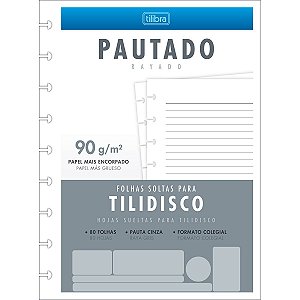 REFIL CADERNO TILIDISCO COLEGIAL PAUTADO 90G TILIBRA