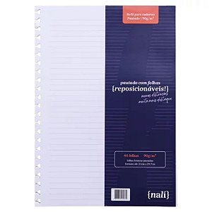 Refil p/ Caderno A4 Branco Pautado 90g Nali