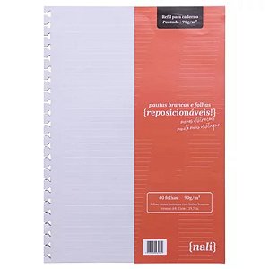 Refil p/ Caderno A4 Linhas Brancas Pautado 90g Nali