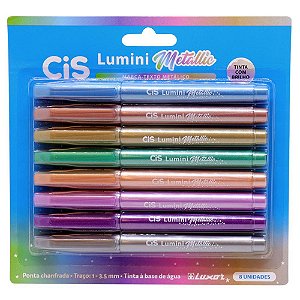 MARCA TEXTO CIS LUMINI METALLIC C/8 CORES