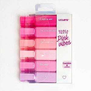 MARCA-TEXTO PINK VIBES 6 CORES LEOARTE