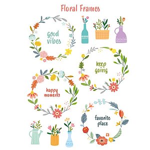 Adesivo Transparente Floral Frames Grafitte
