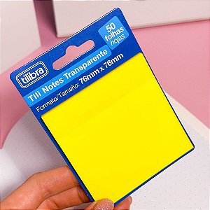 TILI NOTES TRANSPARENTE AMARELO 76X76MM TILIBRA