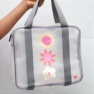 BOLSA TRANSPARENTE COM ALÇA FLORES PAPELOTE