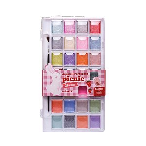 AQUARELA PEROLIZADA PICNIC 28 CORES LEOARTE