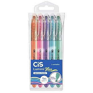 MARCA TEXTO CIS LUMINI FLEX 5 CORES PASTEL