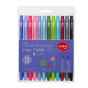 Caneta Brush Pen Duo By SOF 12 cores Molin