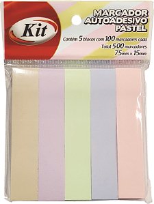 Bloco Adesivo Tirinha Pastel 5bl Kit