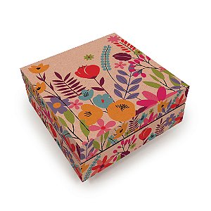 Caixa Organizadora P Floral Kraft Fina Idéia