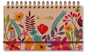 Planner Mini 2026 Floral Kraft Fina Idéia