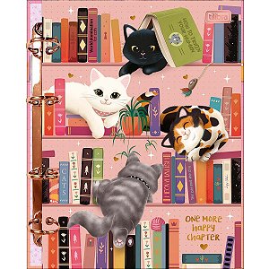 Caderno Argolado Colegial Purrfect Cats 2026 80 Folhas Tilibra