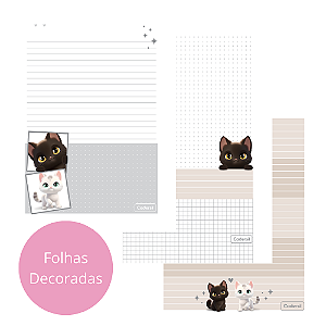 Refil Caderno Argolado Colegial 63g Cute Cat Cadersil