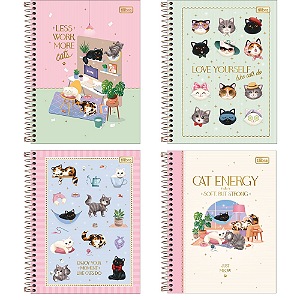 Caderno Colegial 10M Purrfect Cats 120F Tilibra