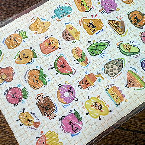 Adesivo Decorativo com Glitter Grafitti Food Uniso