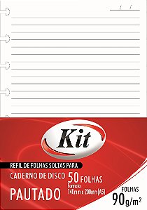 Refil para Caderno de Disco A5 50 Folhas Kit