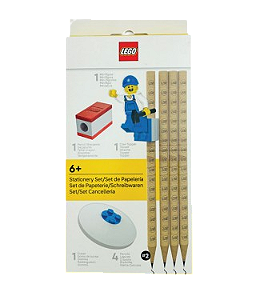 Kit Lápis Preto com Borracha e Apontador LEGO