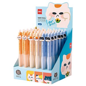 Caneta Gel Apagável Lucky Meow 0.5mm Azul Deli