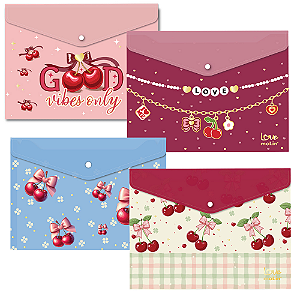 Pasta Envelope com Botão A5 Love My Cherry 40786 Molin