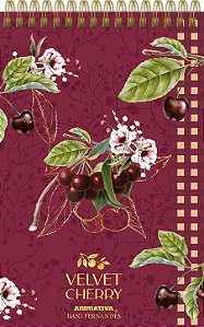 Caderneta Bloco de Anotações 144F Dani Fernandes Velvet Cherry Animativa
