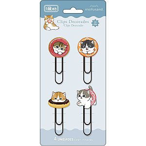 Clips Decorado Mofusand 4unid Tilibra