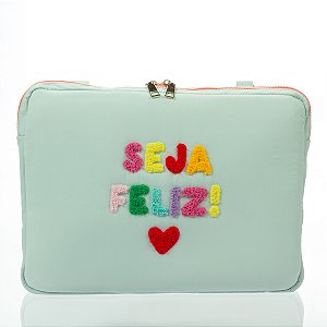Case Para Notebook com Alça Seja Feliz Azul Floriê