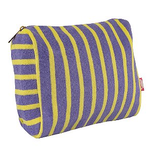 Necessaire Estojo Atoalhada Roxa e Amarela Listras Floriê
