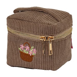 Necessaire Mini Marrom Flor Vasinho Floriê