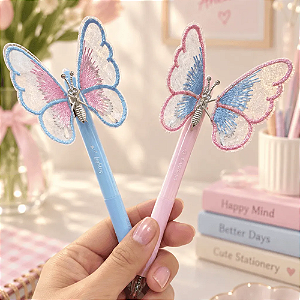 Caneta Esferográfica Apagável Borboleta 3D 0.5 mm