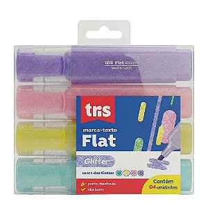 Marca Texto 4 Cores Flat Glitter Tris