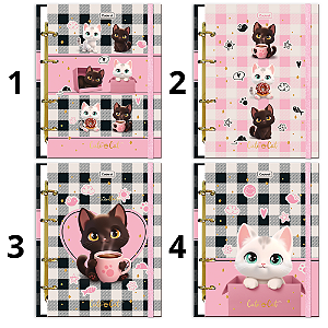 Caderno Argolado Colegial Cute Cat 80F Cadersil