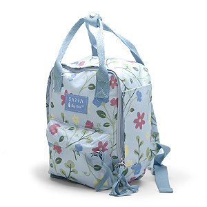 Mini Mochila Quadrada Floral Azul by Sof Sabra