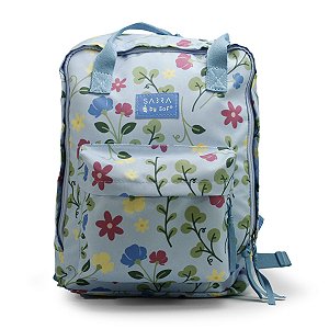 Mochila Quadrada Floral Azul by Sof Sabra