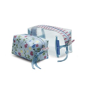 Conjunto de Necessaire Godinho Floral Azul By Sof Sabra