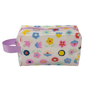 Necessaire Bauzinho Transparente Roxa Floriê