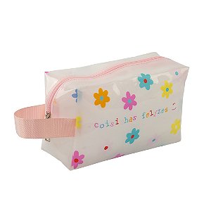 Necessaire Bauzinho Transparente Rosa Floriê