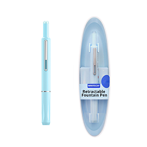 Caneta Tinteiro Retratil Azul com 5 Refis Writech