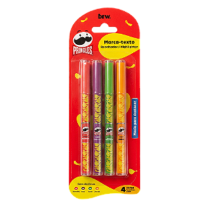 Marca Texto Ponta Flexível Pringles 4 Cores BRW