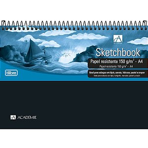 Caderno Sketchbook Espiral Capa Plástica 150g 50Fl A4 Tilibra