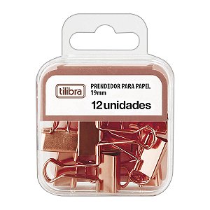 Prendedor de Papel 19mm Ouro Rose 12 unidades Tilibra