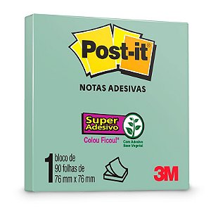Bloco Adesivo Post-it 654 Menta 76x76mm 90 Folhas 