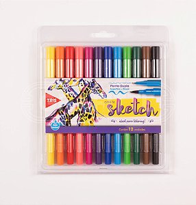 Caneta Brush Pen Sketch Tris 12 cores