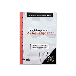 Bloco P/ Fichário Preto Colegial/B5 Pautado Nalí